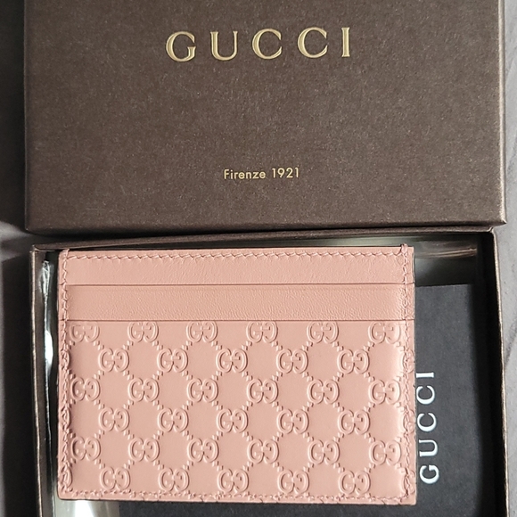 Soft Pink Monogram Gucci Card Case - Picture 1 of 4